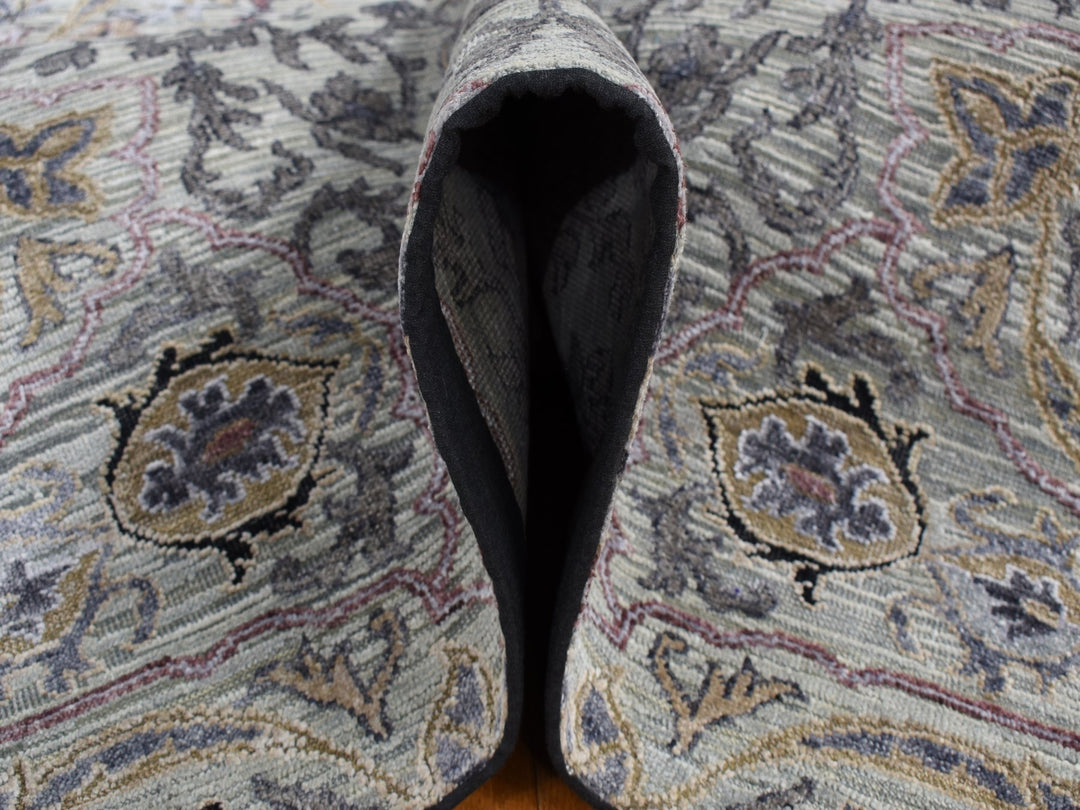 12'0" x 15'0" New Hand Knotted Grey Wool & Silk Rectangle Oriental Rug - MOA10287652