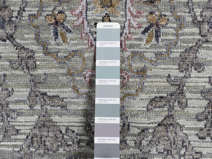 12'0" x 15'0" New Hand Knotted Grey Wool & Silk Rectangle Oriental Rug - MOA10287652