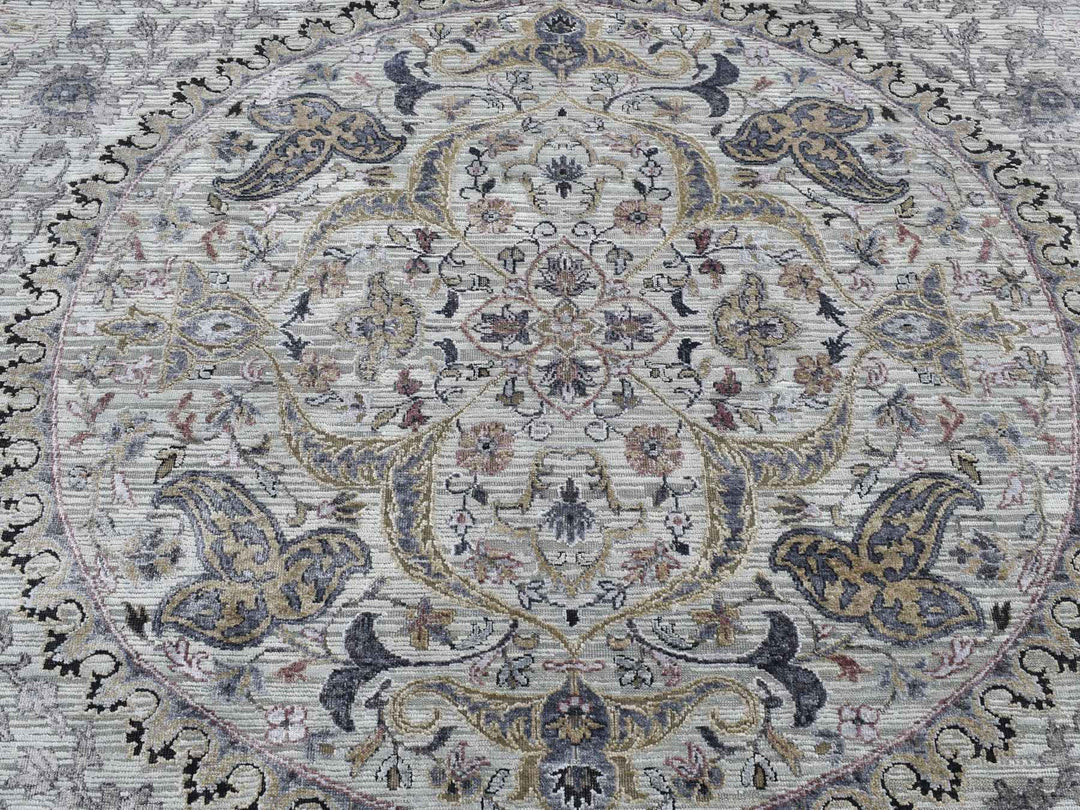 12'0" x 15'0" New Hand Knotted Grey Wool & Silk Rectangle Oriental Rug - MOA10287652