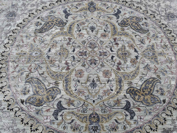 12'0" x 15'0" New Hand Knotted Grey Wool & Silk Rectangle Oriental Rug - MOA10287652