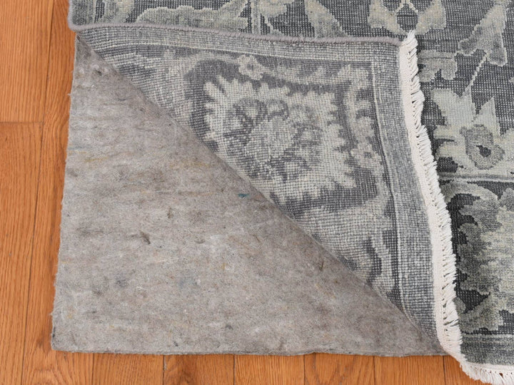 11'10" x 14'10" New Hand Knotted Grey Wool & Silk Rectangle Oriental Rug - MOA10287653