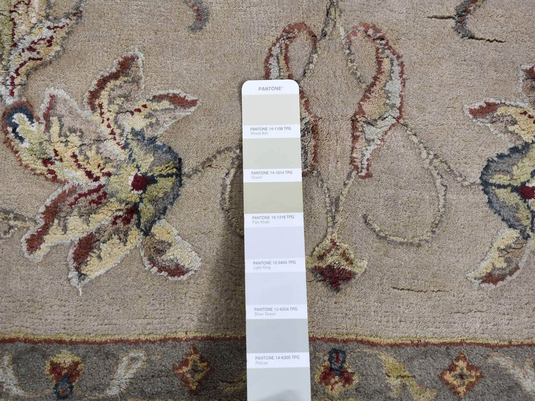 12'0" x 18'2" New Hand Knotted Ivory Wool & Silk Rectangle Oriental Rug - MOA10287666