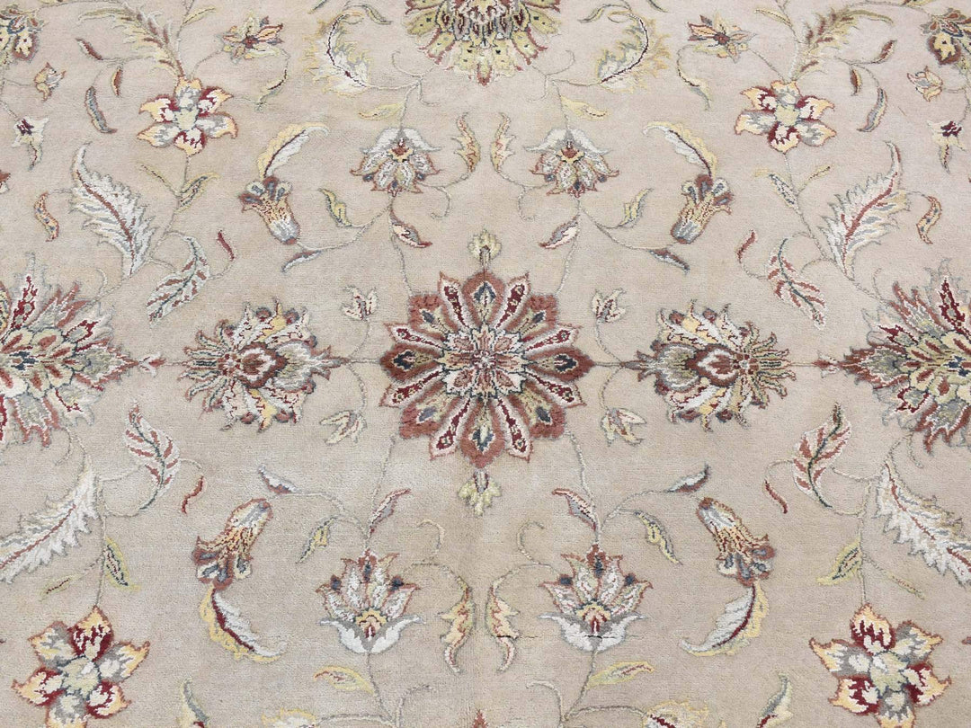 12'0" x 18'2" New Hand Knotted Ivory Wool & Silk Rectangle Oriental Rug - MOA10287666