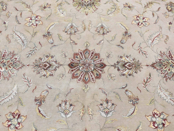 12'0" x 18'2" New Hand Knotted Ivory Wool & Silk Rectangle Oriental Rug - MOA10287666