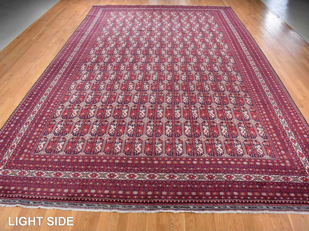 12'10" x 19'7" New Hand Knotted Red Wool Rectangle Oriental Rug - MOA10287671