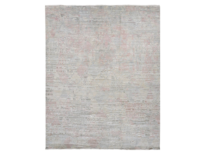 12'0" x 15'3" New Hand Knotted Ivory Wool & Silk Rectangle Oriental Rug - MOA10287674