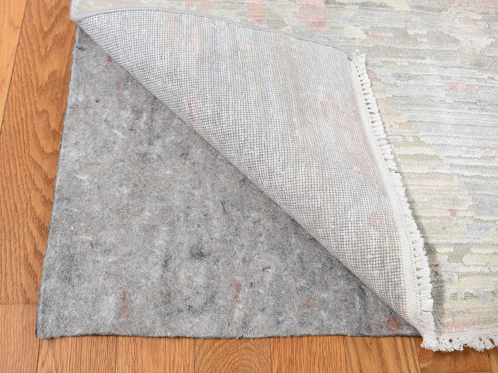 12'0" x 15'3" New Hand Knotted Ivory Wool & Silk Rectangle Oriental Rug - MOA10287674