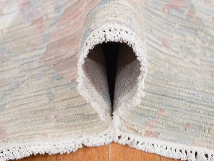 12'0" x 15'3" New Hand Knotted Ivory Wool & Silk Rectangle Oriental Rug - MOA10287674