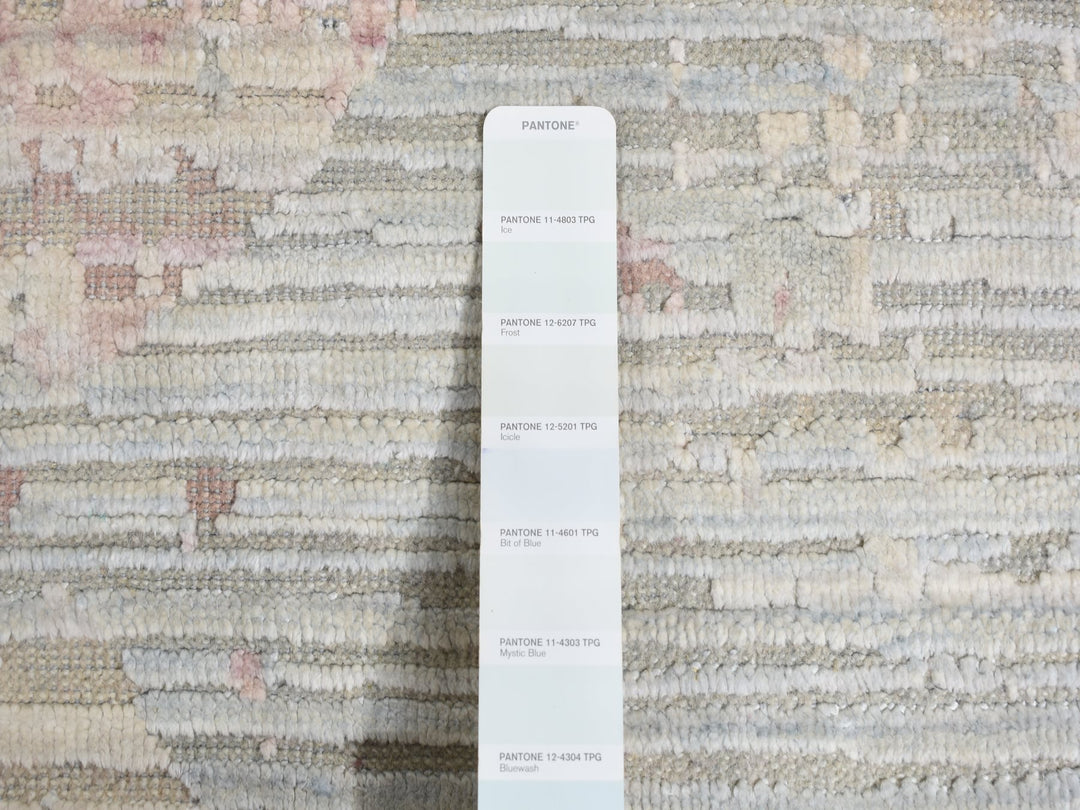 12'0" x 15'3" New Hand Knotted Ivory Wool & Silk Rectangle Oriental Rug - MOA10287674