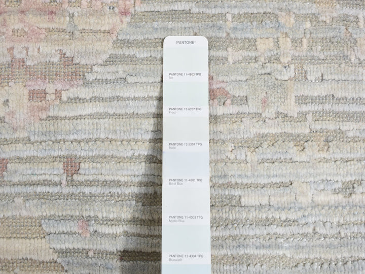 12'0" x 15'3" New Hand Knotted Ivory Wool & Silk Rectangle Oriental Rug - MOA10287674