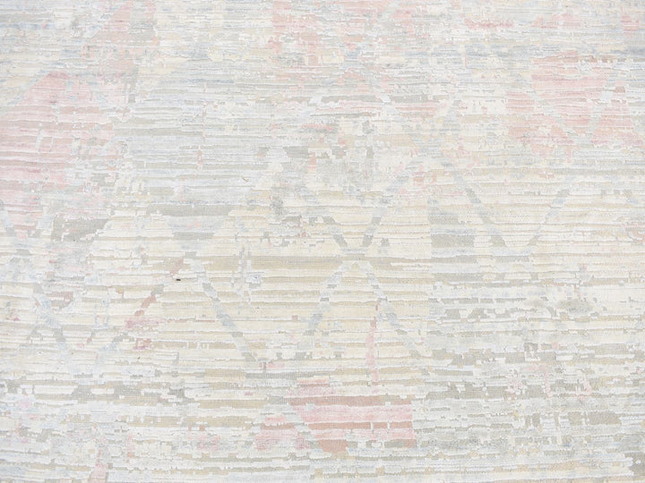 12'0" x 15'3" New Hand Knotted Ivory Wool & Silk Rectangle Oriental Rug - MOA10287674