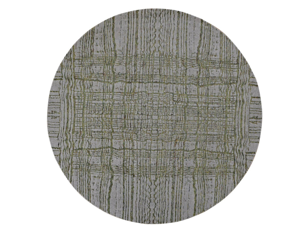 5'10" x 5'10" New Hand Loomed Grey Wool Round Oriental Rug - MOA10287712