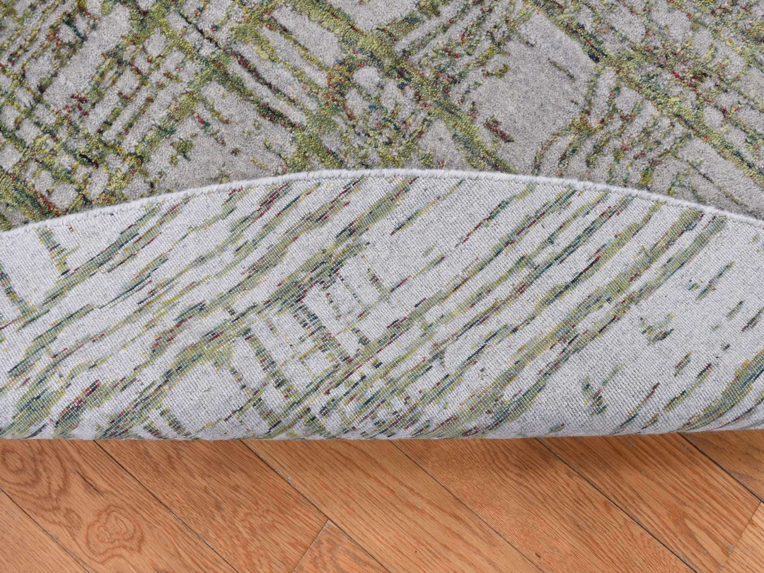 5'10" x 5'10" New Hand Loomed Grey Wool Round Oriental Rug - MOA10287712