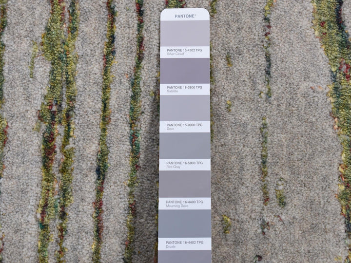 5'10" x 5'10" New Hand Loomed Grey Wool Round Oriental Rug - MOA10287712