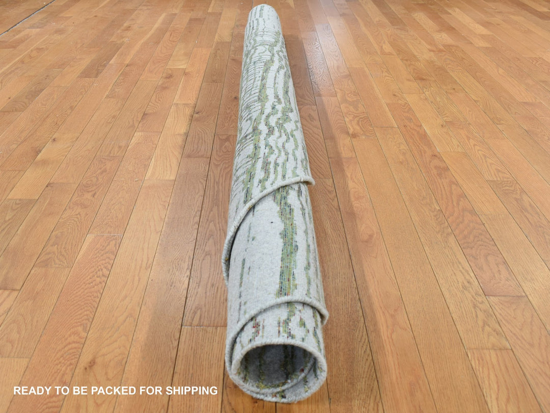 5'10" x 5'10" New Hand Loomed Grey Wool Round Oriental Rug - MOA10287712