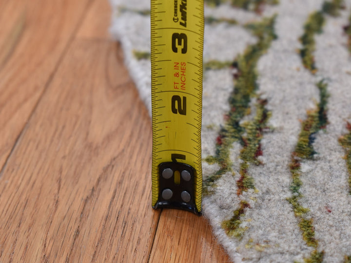 5'10" x 5'10" New Hand Loomed Grey Wool Round Oriental Rug - MOA10287712