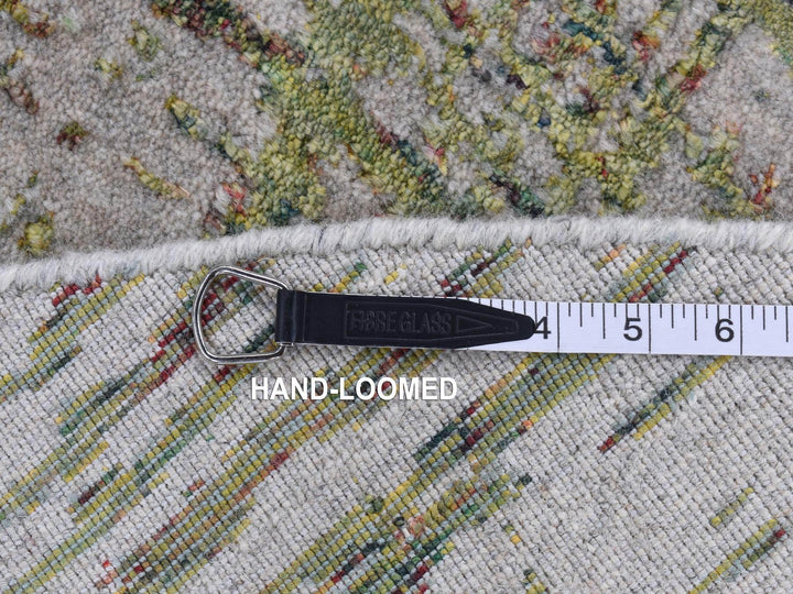 5'10" x 5'10" New Hand Loomed Grey Wool Round Oriental Rug - MOA10287712