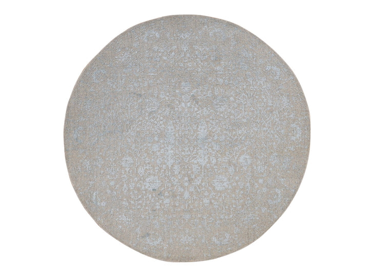 6'0" x 6'0" New Hand Loomed Grey Wool Round Oriental Rug - MOA10287713