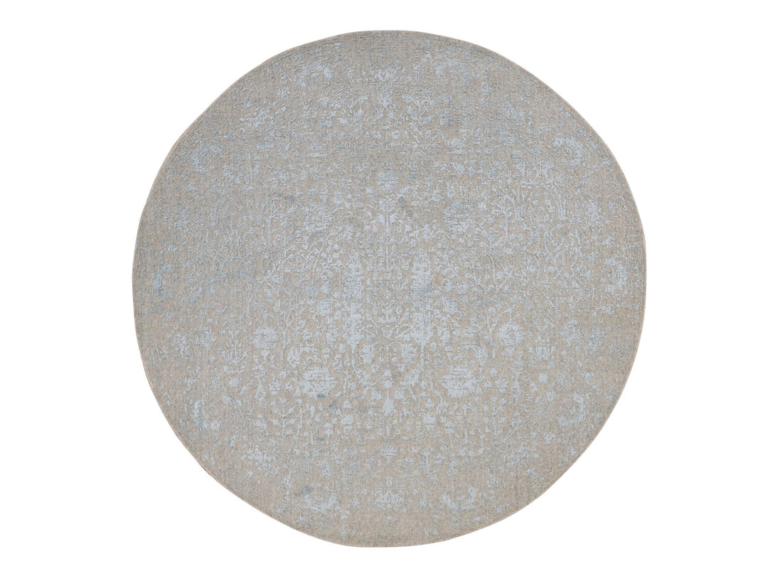 6'0" x 6'0" New Hand Loomed Grey Wool Round Oriental Rug - MOA10287713