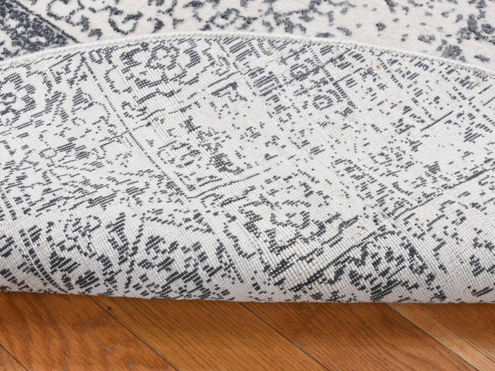 6'0" x 6'0" New Hand Loomed Ivory Wool Round Oriental Rug - MOA10287714