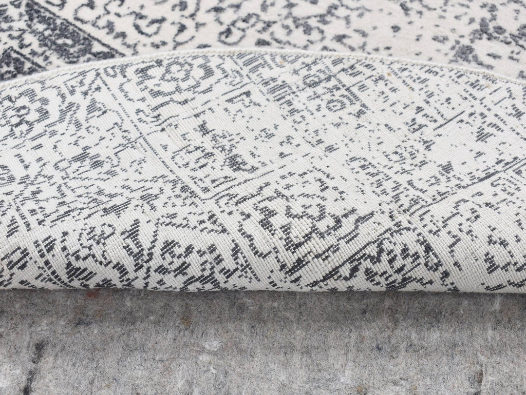 6'0" x 6'0" New Hand Loomed Ivory Wool Round Oriental Rug - MOA10287714