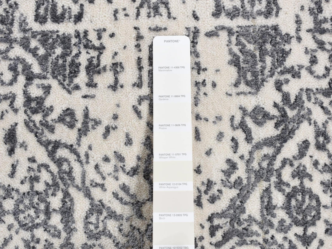 6'0" x 6'0" New Hand Loomed Ivory Wool Round Oriental Rug - MOA10287714