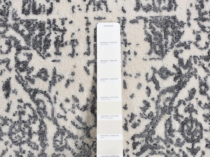 6'0" x 6'0" New Hand Loomed Ivory Wool Round Oriental Rug - MOA10287714