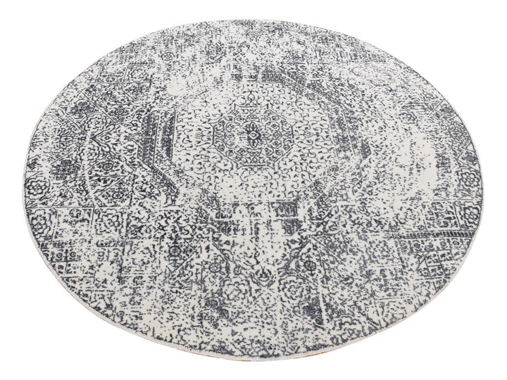 6'0" x 6'0" New Hand Loomed Ivory Wool Round Oriental Rug - MOA10287715