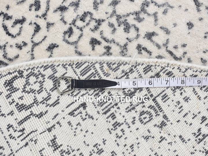 6'0" x 6'0" New Hand Loomed Ivory Wool Round Oriental Rug - MOA10287715