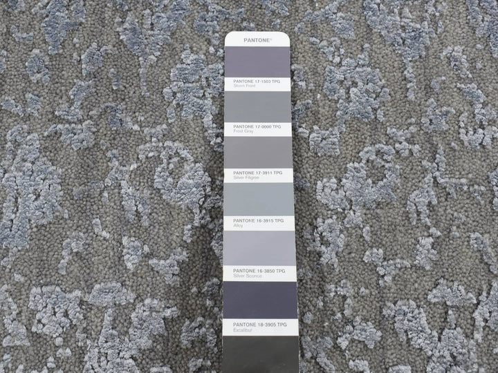 2'0" x 2'10" New Hand Loomed Grey Wool & Silk Rectangle Oriental Rug - MOA10287804