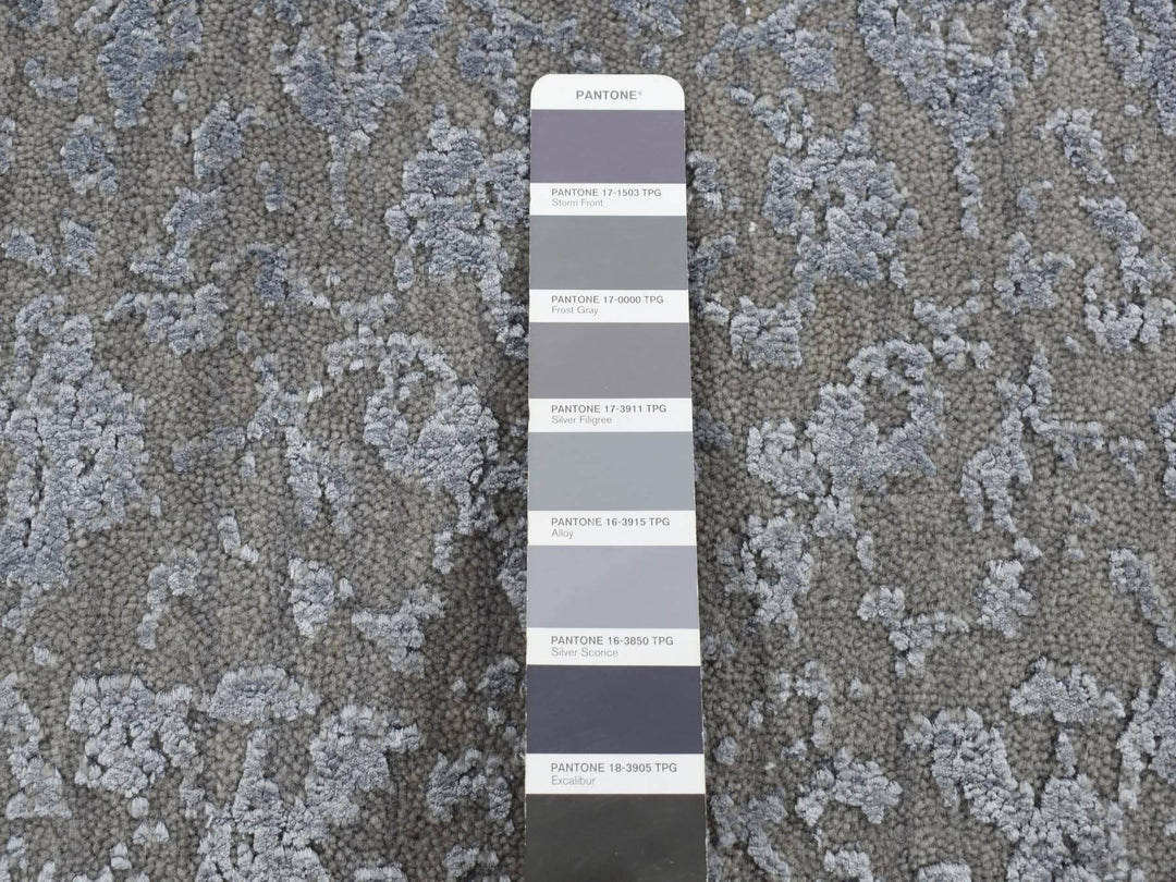 2'0" x 2'10" New Hand Loomed Grey Wool & Silk Rectangle Oriental Rug - MOA10287804