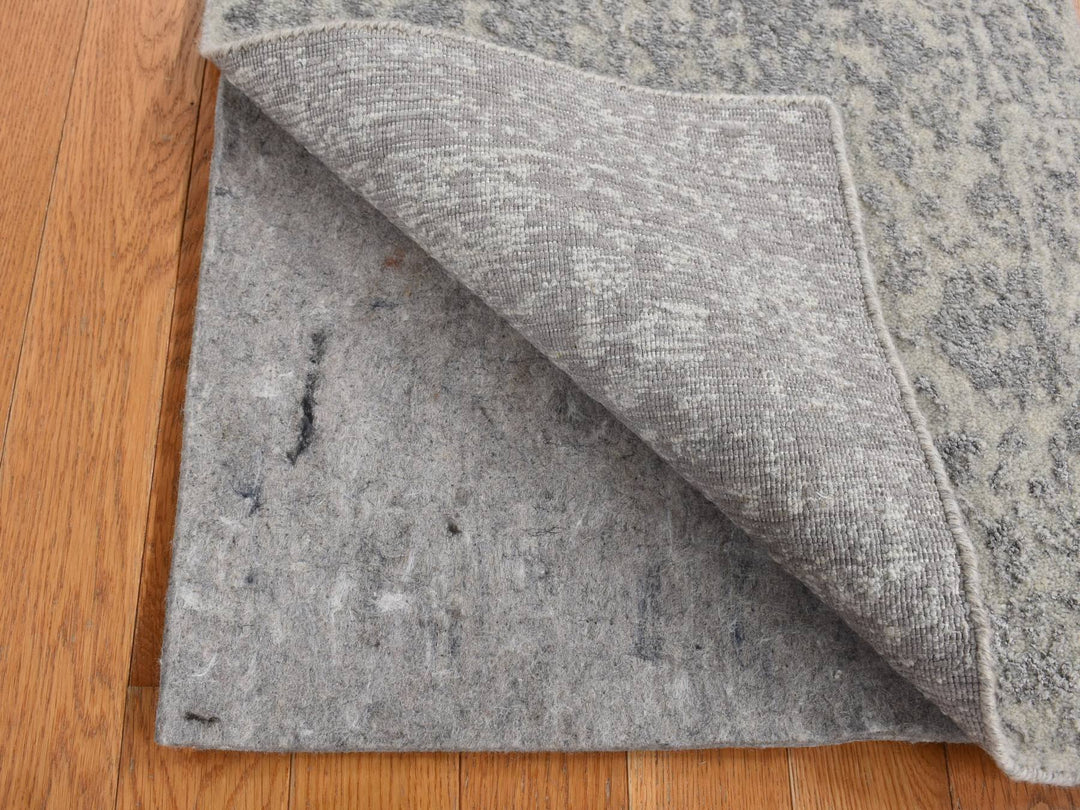 2'0" x 3'0" New Hand Loomed Grey Wool & Silk Rectangle Oriental Rug - MOA10287812