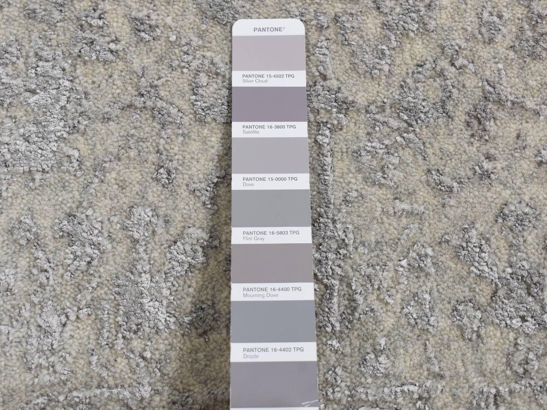 2'0" x 3'0" New Hand Loomed Grey Wool & Silk Rectangle Oriental Rug - MOA10287812