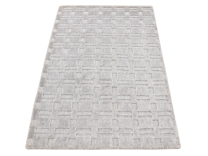 2'0" x 3'0" New Hand Loomed Grey Wool Rectangle Oriental Rug - MOA10287823