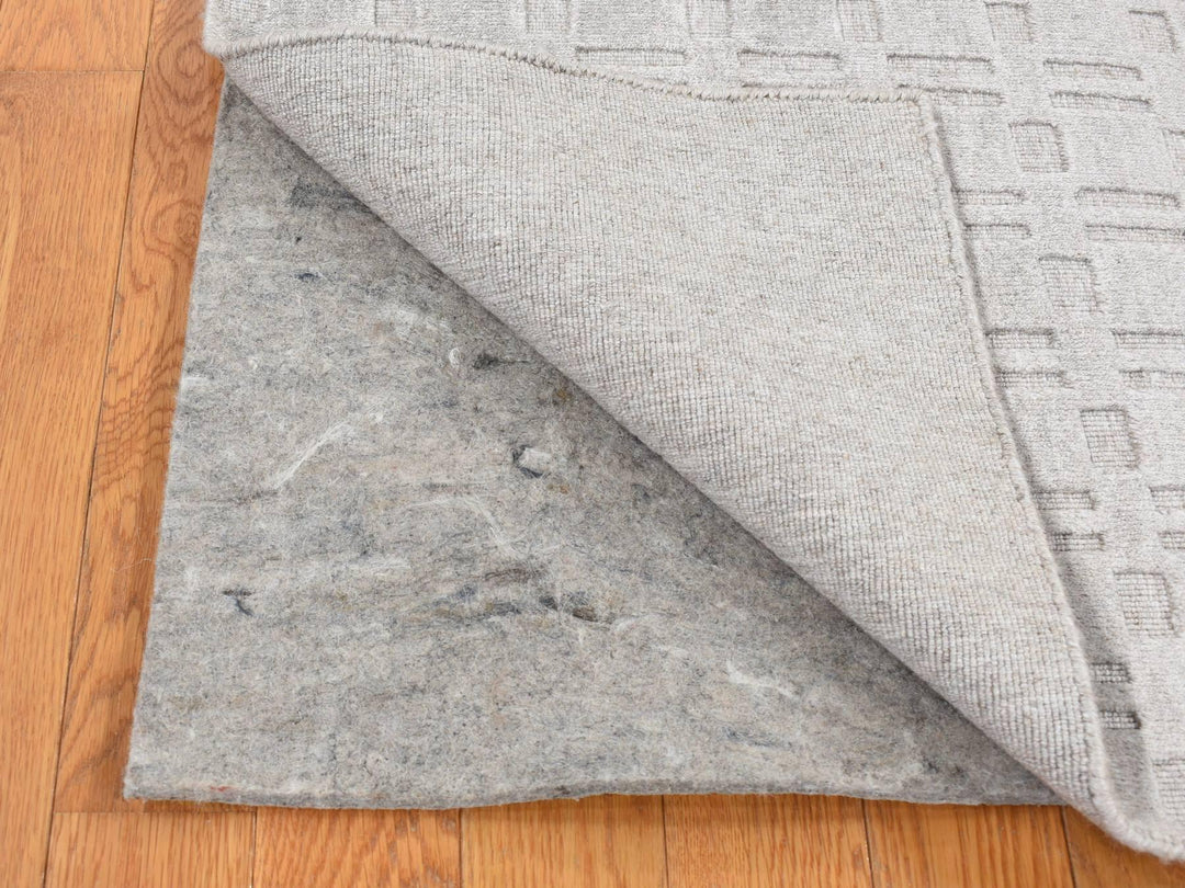 2'0" x 3'0" New Hand Loomed Grey Wool Rectangle Oriental Rug - MOA10287823