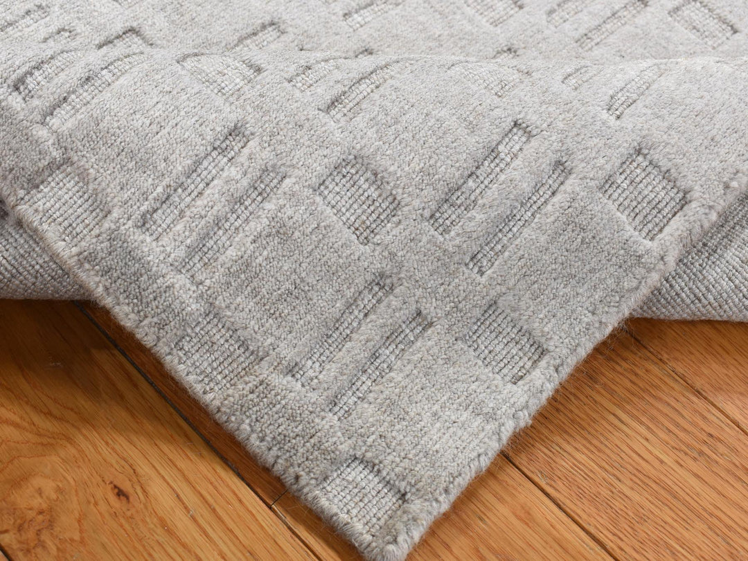 2'0" x 3'0" New Hand Loomed Grey Wool Rectangle Oriental Rug - MOA10287823