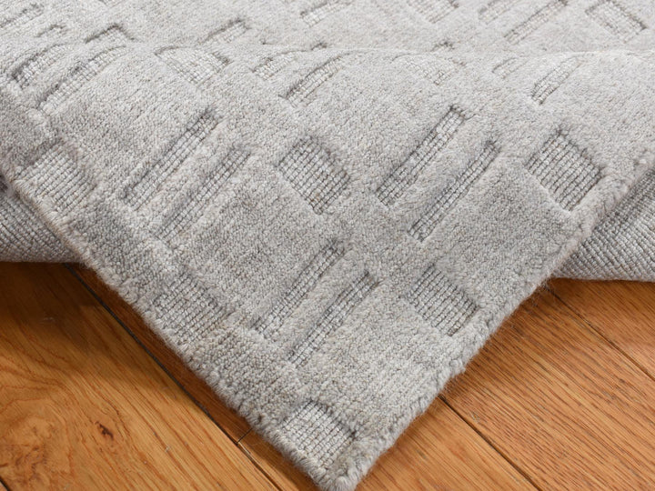 2'0" x 3'0" New Hand Loomed Grey Wool Rectangle Oriental Rug - MOA10287823