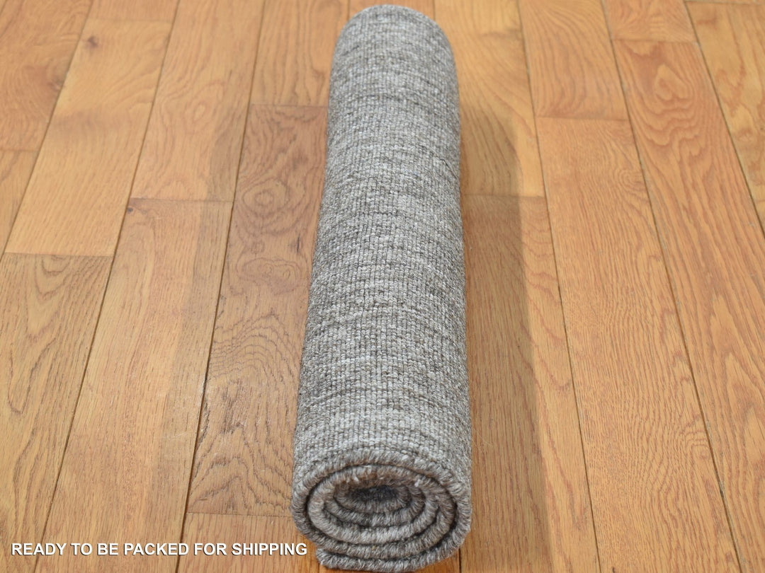 2'0" x 3'0" New Hand Loomed Grey Wool Rectangle Oriental Rug - MOA10287825