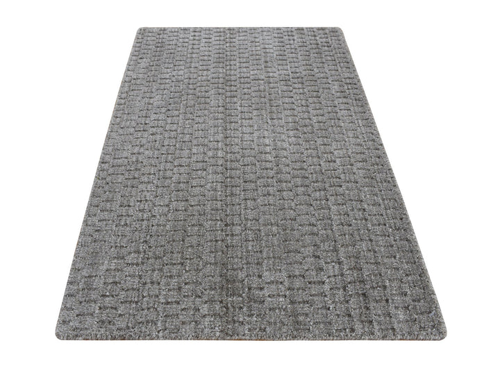 2'0" x 3'0" New Hand Loomed Grey Wool Rectangle Oriental Rug - MOA10287830