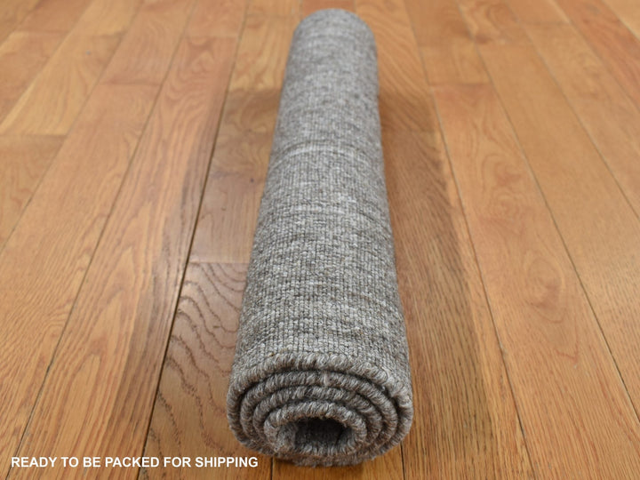 2'0" x 3'0" New Hand Loomed Grey Wool Rectangle Oriental Rug - MOA10287830