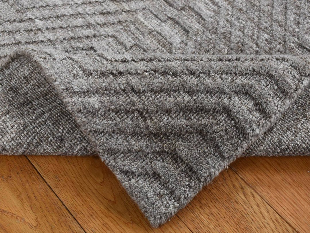 2'0" x 3'0" New Hand Loomed Grey Wool Rectangle Oriental Rug - MOA10287835