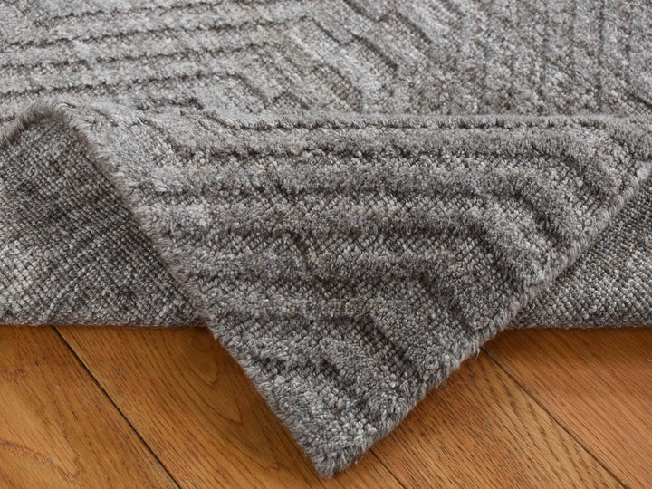 2'0" x 3'0" New Hand Loomed Grey Wool Rectangle Oriental Rug - MOA10287835