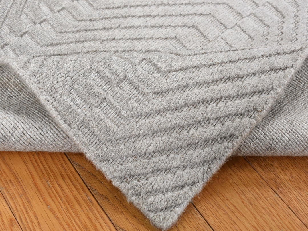 2'0" x 3'0" New Hand Loomed Grey Wool & Silk Rectangle Oriental Rug - MOA10287838