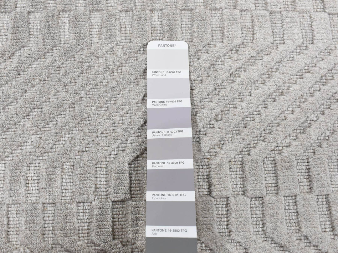 2'0" x 3'0" New Hand Loomed Grey Wool & Silk Rectangle Oriental Rug - MOA10287838