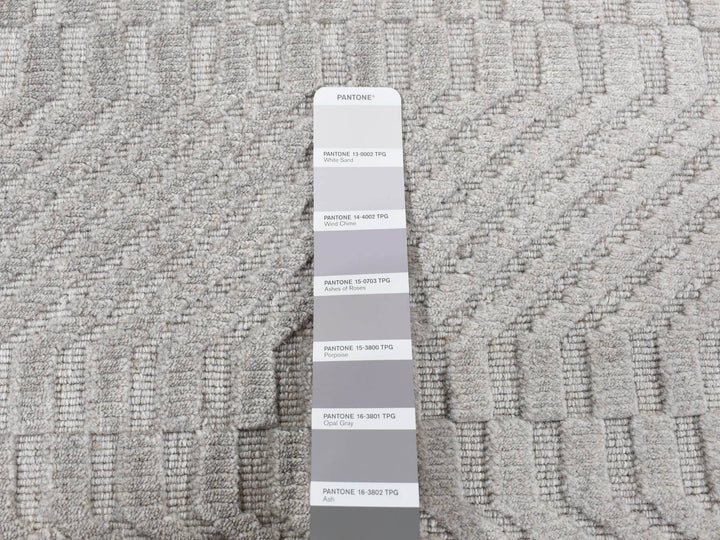 2'0" x 3'0" New Hand Loomed Grey Wool & Silk Rectangle Oriental Rug - MOA10287838