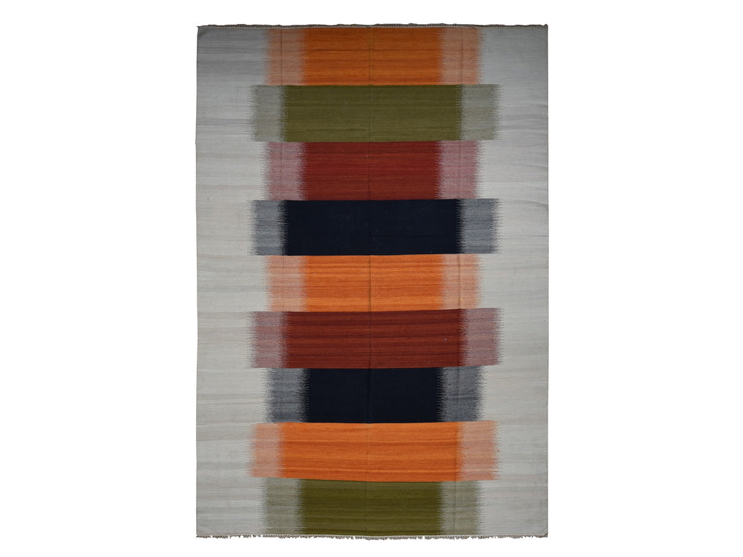 10'0" x 14'4" New Hand Woven Ivory Wool Rectangle Oriental Rug - MOA10287884