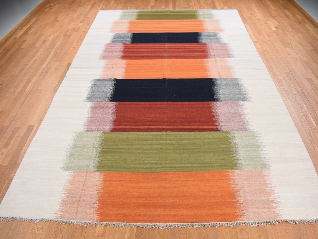 10'0" x 14'4" New Hand Woven Ivory Wool Rectangle Oriental Rug - MOA10287884