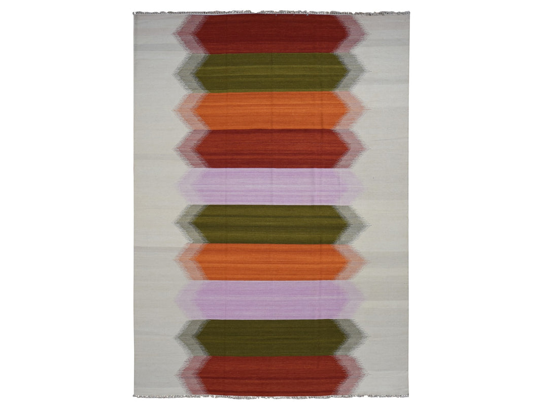 10'0" x 14'7" New Hand Woven Ivory Wool Rectangle Oriental Rug - MOA10287889