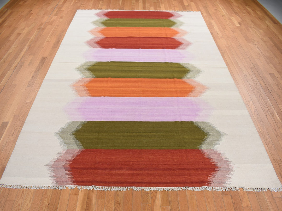 10'0" x 14'7" New Hand Woven Ivory Wool Rectangle Oriental Rug - MOA10287889