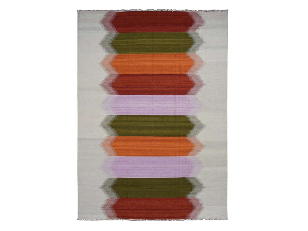 10'0" x 14'8" New Hand Woven Ivory Wool Rectangle Oriental Rug - MOA10287891